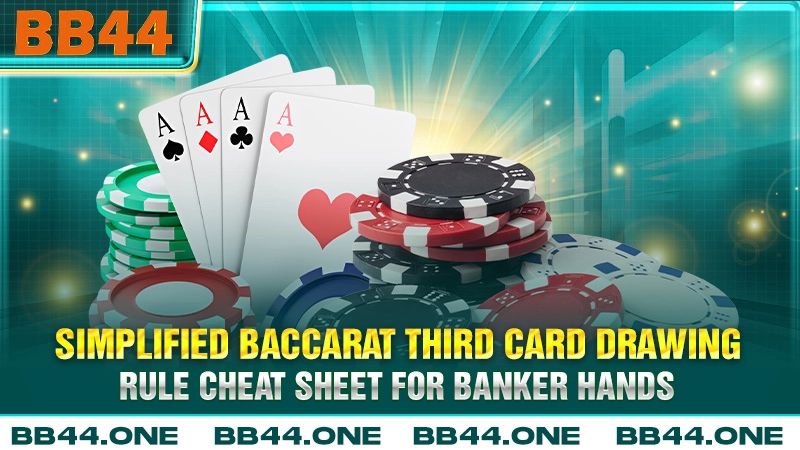 Simplified Baccarat third card drawing rule cheat sheet for Banker hands