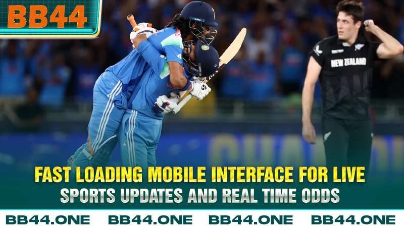 Fast loading mobile interface for live sports updates and real time odds