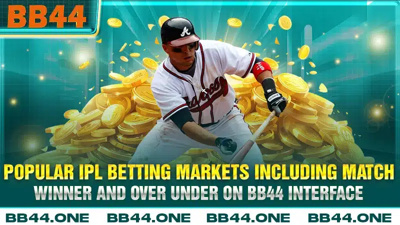 Popular IPL betting markets including Match Winner and Over Under on BB44