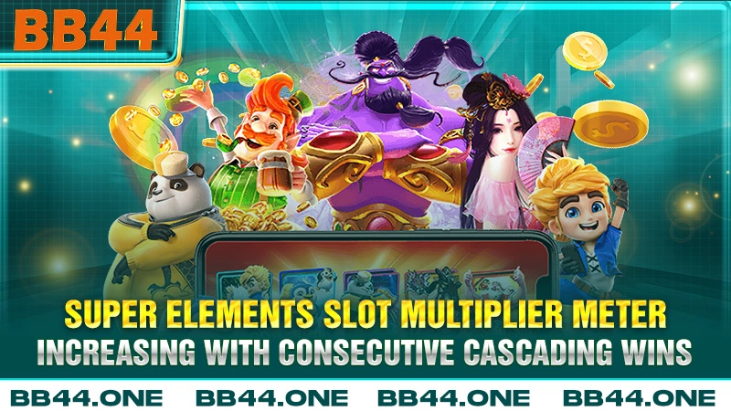 JILI Super Elements slot multiplier meter increasing with consecutive cascading wins