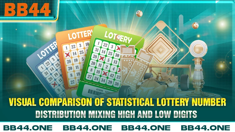 Visual comparison of statistical lottery number distribution mixing high and low digits